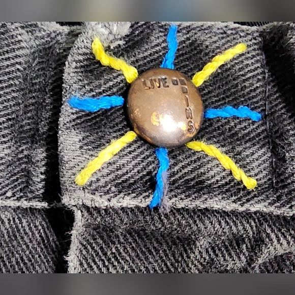 Live Ins Custom Embroidered Jean Cutoff Shorts - Picture 5 of 7